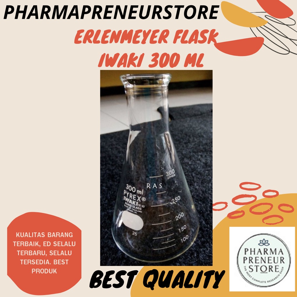 ERLENMEYER FLASK IWAKI 200 ML , 250 ML , 300 ML , DAN 500 ML BEST PRODUCT BEST QUALITY