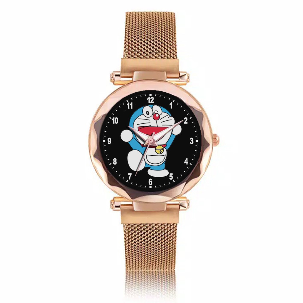 Jam Tangan Wanita Custom - DORAEMON MOTIF 3 Free Box &amp; Batre Cadangan