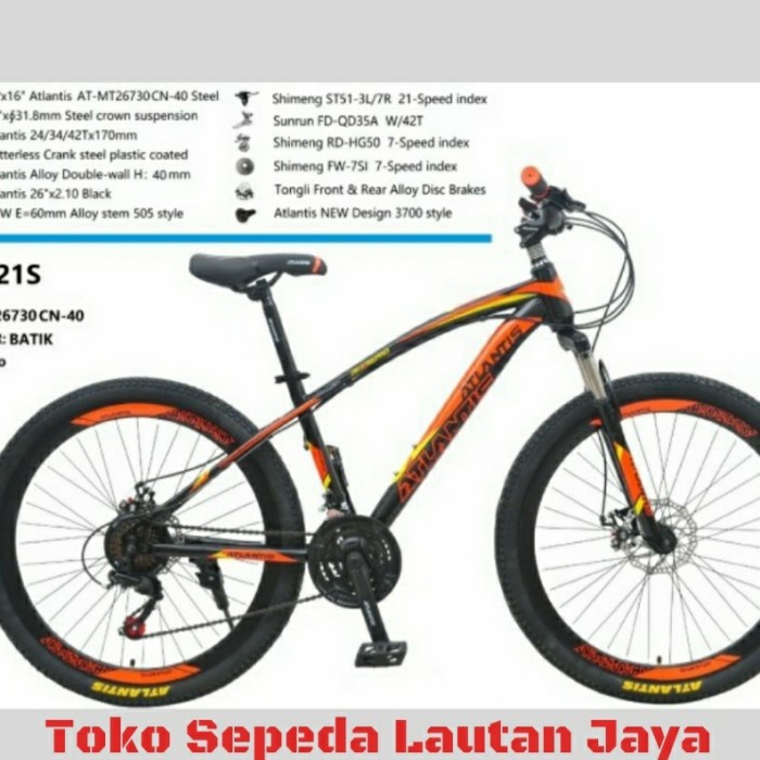 SEPEDA GUNUNG 26 MTB ATLANTIS 730 VELK TINGGI SPORTY NEW - Orange