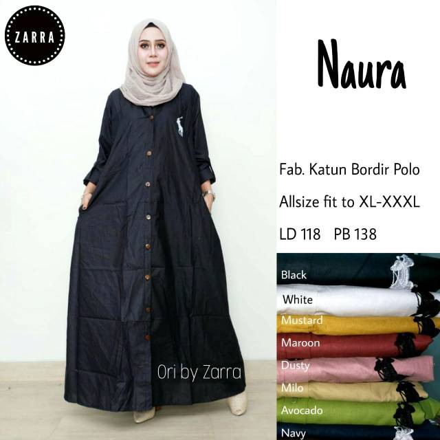 PROMO LEBARAN-  NAURA MAXY ZARRA GAMIS KATUN JUMBO LD 118 GAMIS XXXL TUNIK JUMBO
