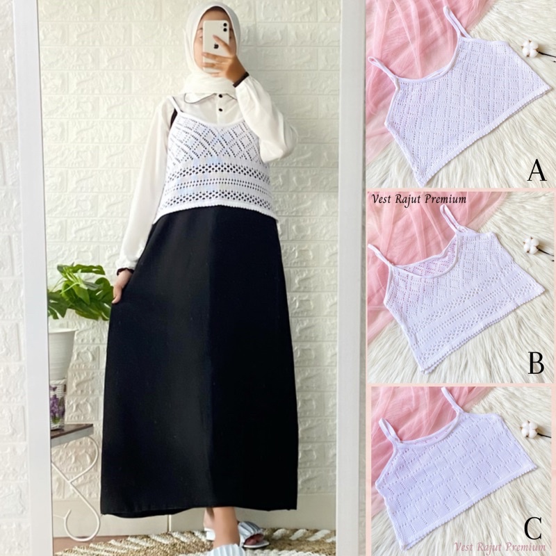 KS Outer Vest Rajut Wanita Warna Putih