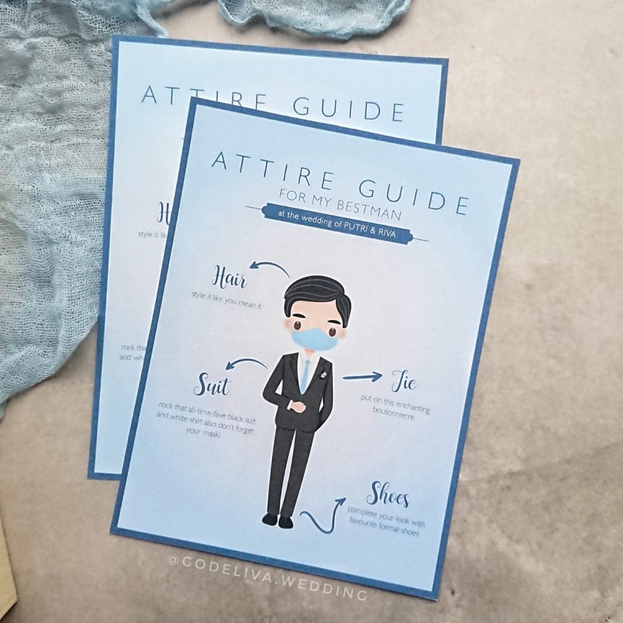 attire guide/kartu panduan/bestman bridesmaid/card wedding