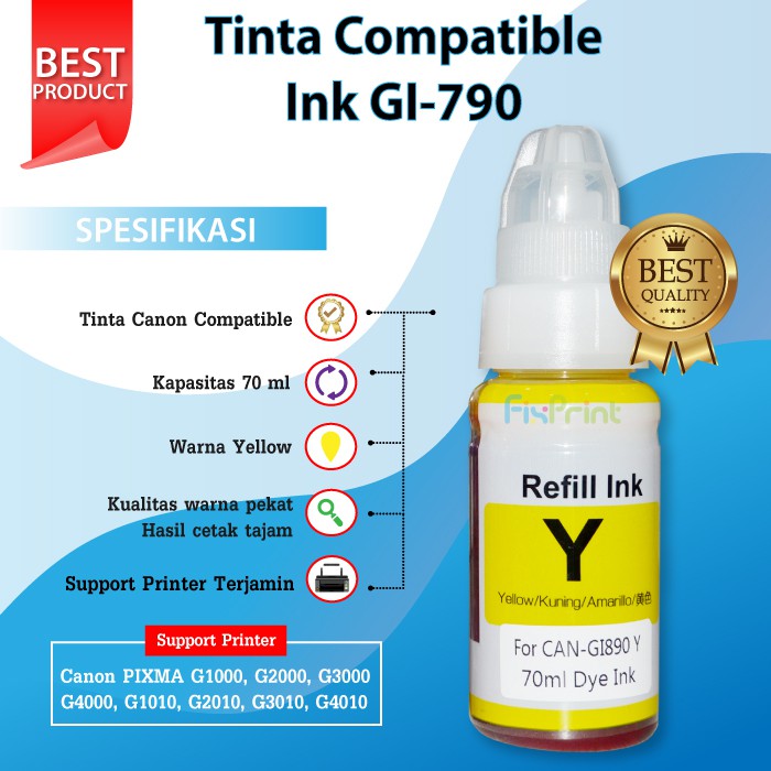 Tinta Compatible Canon 790 GI790 gi790 Printer G1000 G2000 G3000 G4000