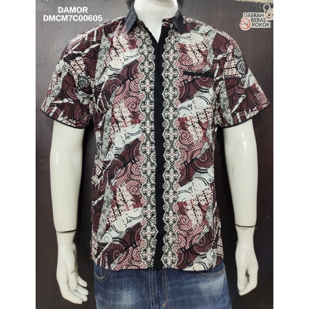 kemeja batik pria , batik print lengan pendek DAMOR