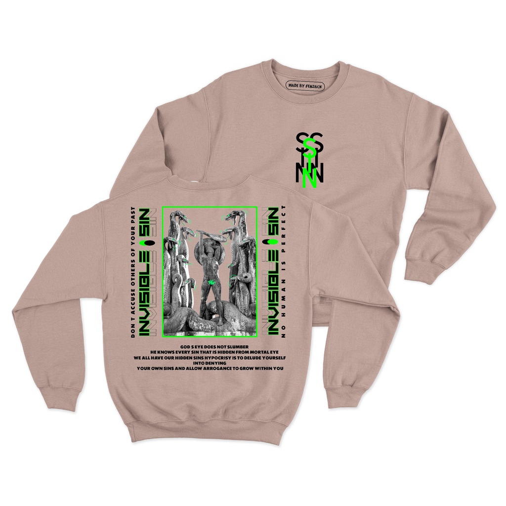Sweaterpolos Basic Sweater INVISIBLE SIN ( Sablon ) Unisex Pria &amp; Wanita