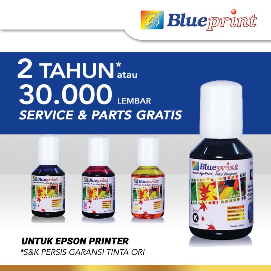 Blueprint Epson 003 Tinta Botol 100ml 4 Warna Black Cyan Magenta Yellow