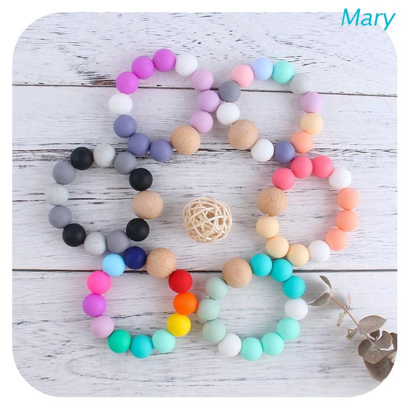 Mary Mainan Gelang Teether Rattle Bahan Silikon Warna Pelangi Untuk Bayi