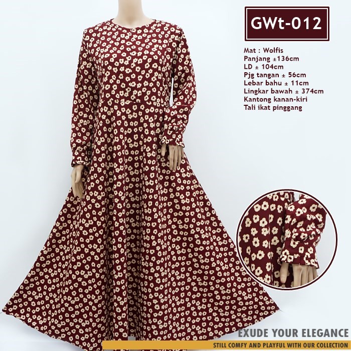 Gamis Busui / Longdress Wolfis / Longdress motif / Longdress pokadot / Gamis Wolfis Wolpeach / GWt