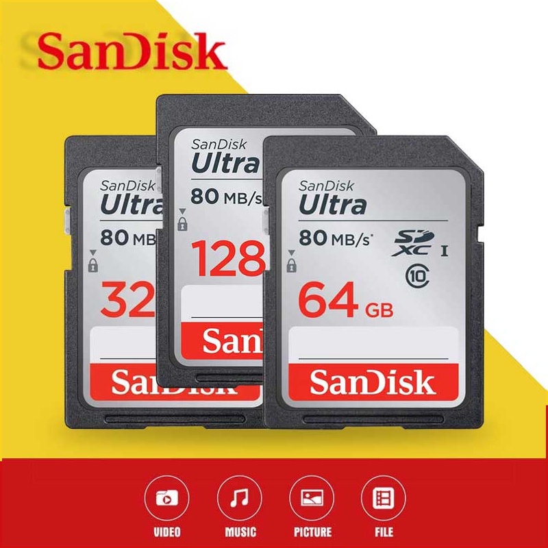 Kartu memori card Sandisk Ultra SDXC UHS-I Card / SD Card Class 10 80MBps - 32GB 64GB 128GB 100% ORI