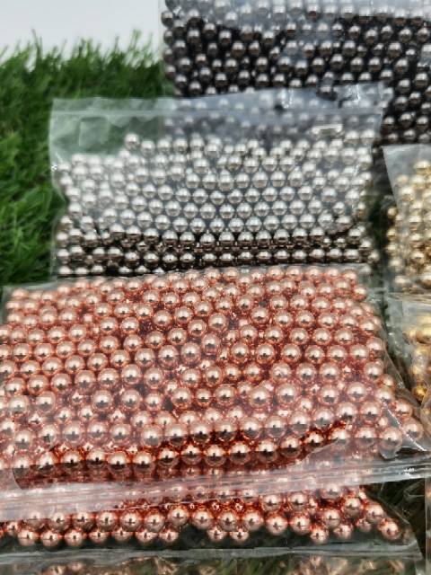 MUTIARA TINDIK VERSI WARNA CHROME. UKURAN 6 MM DAN 8 MM ECERAN PER 50 GRAM KUALITAS AAa