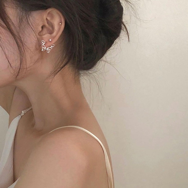 Roselife 1 Pasang Anting Tusuk Gantung Sterling Silver 925 Desain Kupu-Kupu / Bintang / Hati Gaya Korea Untuk Wanita