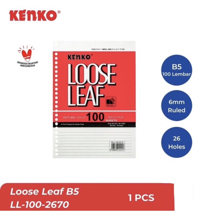 

Kenko Loose Leaf B5 Kertas Binder 100 Lembar [B5 LL 100-2670]