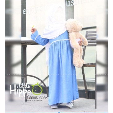 Gamis Baju Anak Perempuan Little Hippo - Gamis Anak Denim Little Hippo