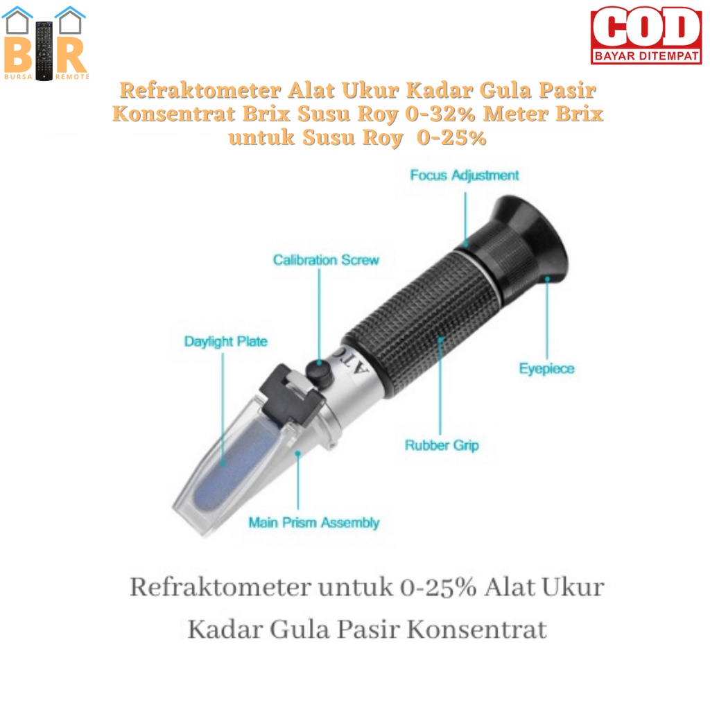 Refraktometer Alat Ukur Kadar Gula Pasir Konsentrat Brix Susu Roy 0-32% Meter Brix untuk Susu Roy  0-25%