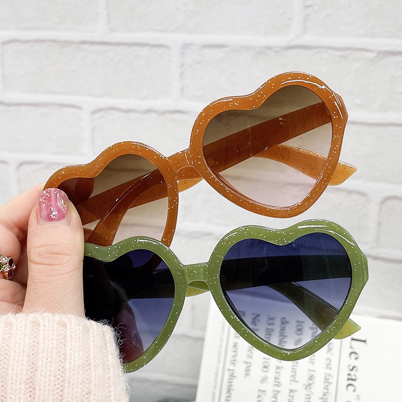 Kacamata Sunglass Desain Peach Heart Jelly Gaya Korea Untuk Anak