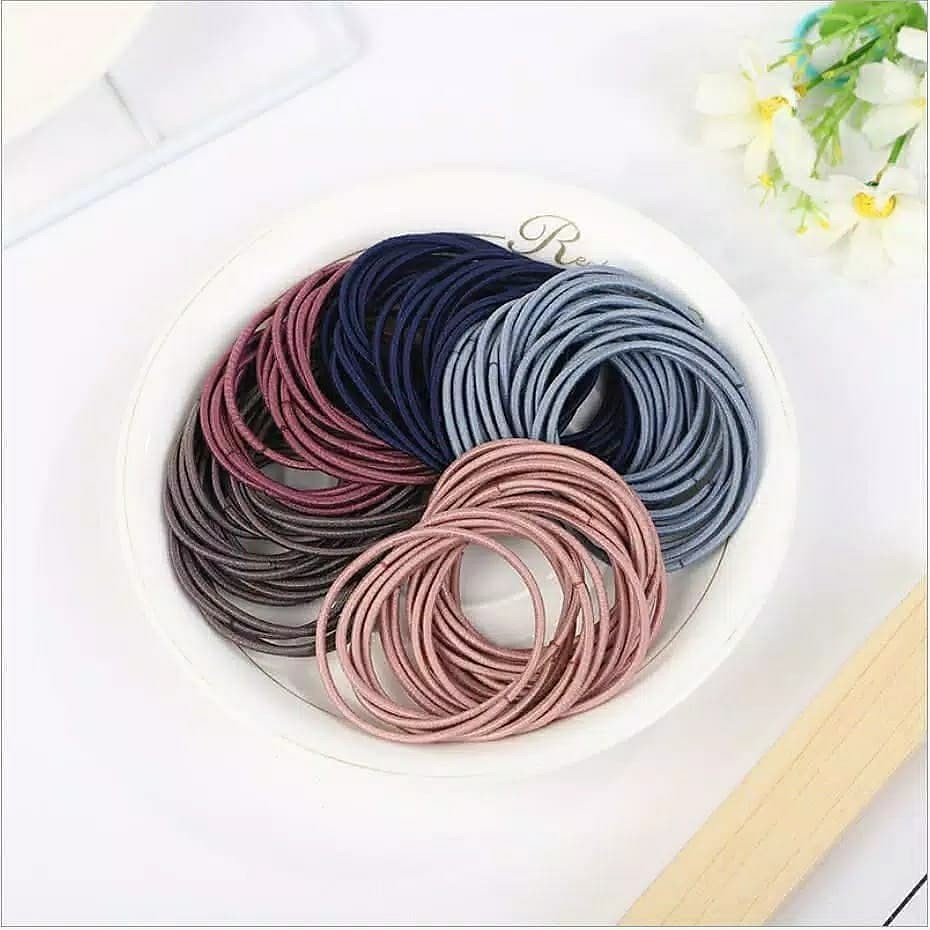 Ikat Rambut korea rubber band 100pcs multicolor karet rambut anak hair band