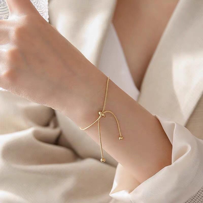 Gelang Serut Simple Gold Rosegold Silver Titanium Premium Import Belut Wanita Aksesoris perhiasan Fashion Korea