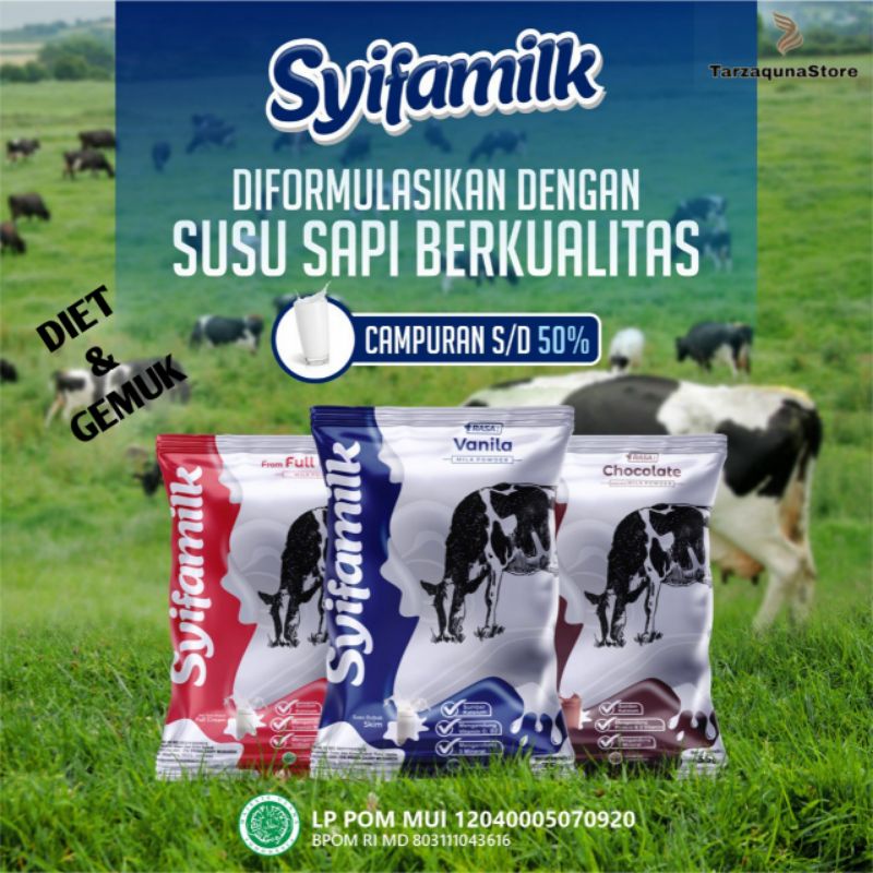 

SYIFAMILK FULLCREAM, Chocolate, Vanilla SUSU SAPI BUBUK 350GR (Original)
