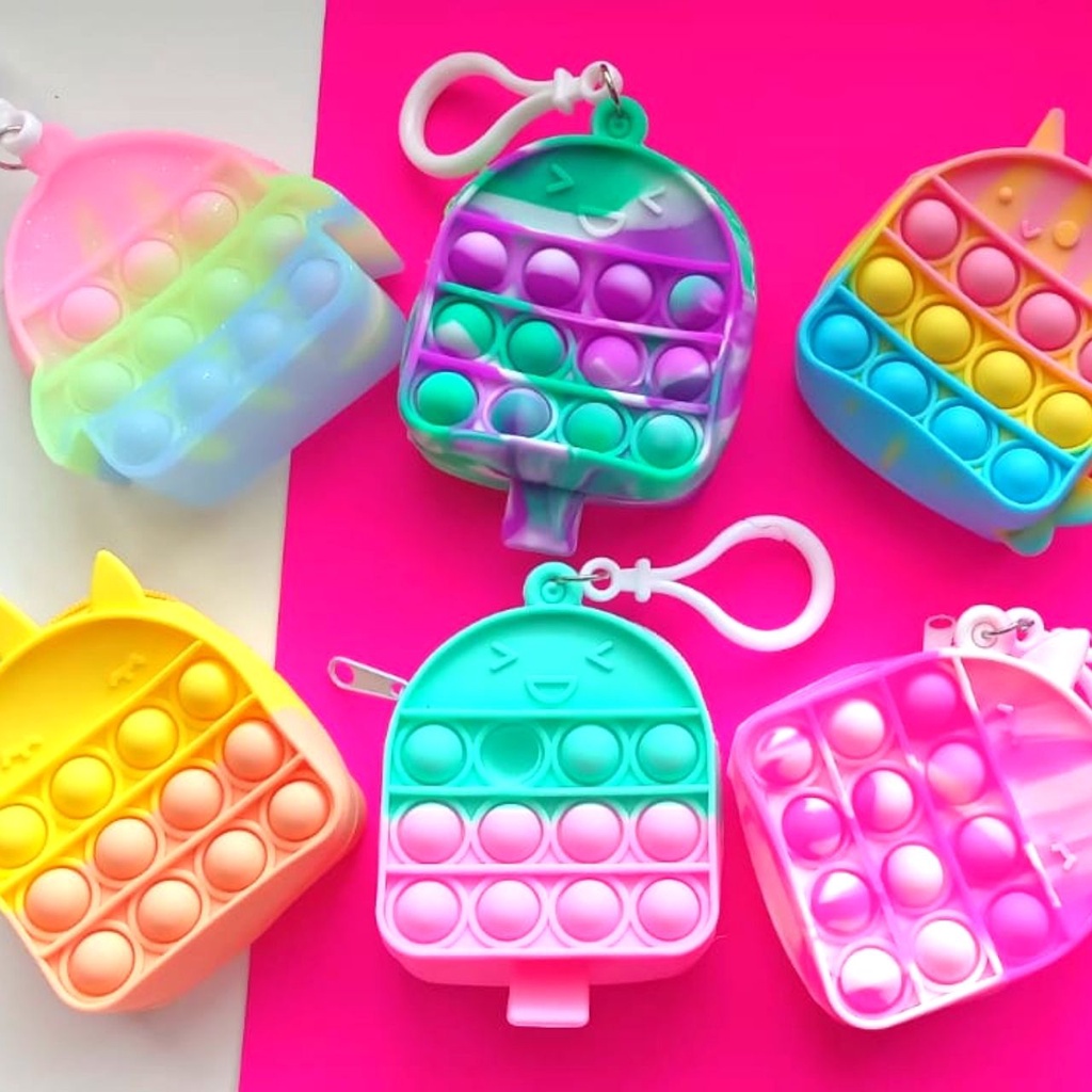 Dompet koin pop it kecil / pop it wallet / pop it keychain / gantungan pop it