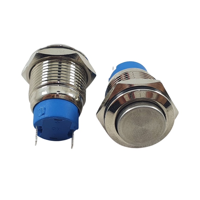 Switch Metal 16mm Push On Off 2 Pin Saklar Stainless 2pin Tombol Self Locking 12V