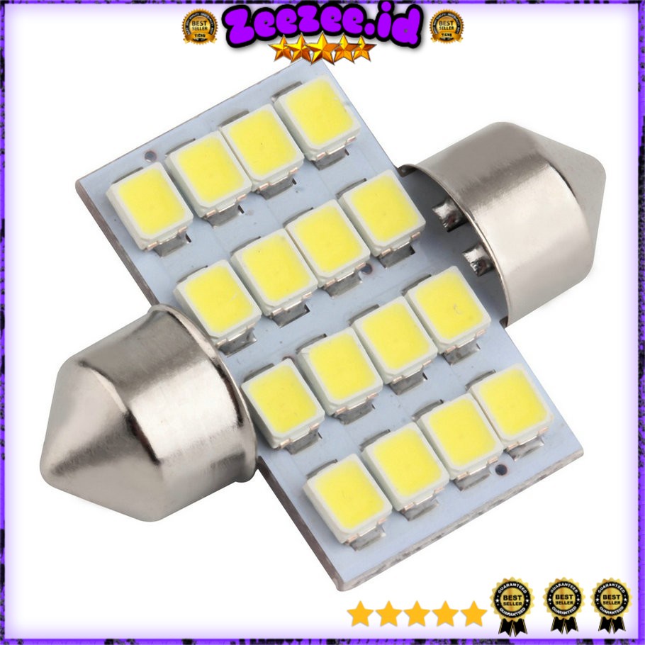 Lampu Interior Mobil LED Super White 31mm Festoon 16 SMD 1210 - 2PCS