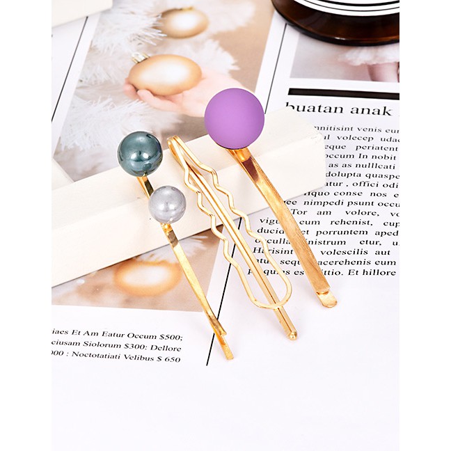 LRC Jepit Rambut Fashion Alloy Resin Ball Hair Clip Set F4306X