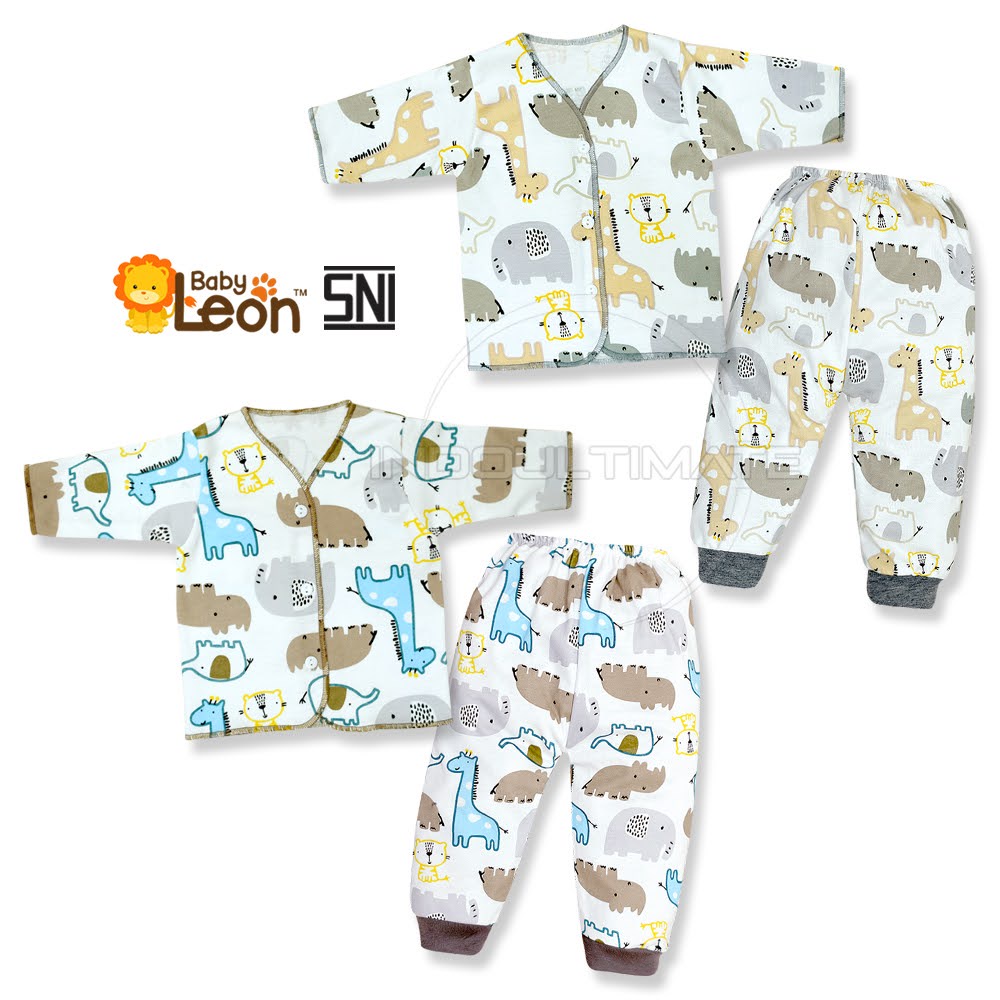 Setelan Baju Lengan Panjang + Celana Panjang Bayi (0-3 Bln) ZOO SERIES BABY LEON DS-114 Baju Bayi Baru Lahir Baju Tidur Bayi Baju Harian Bayi Atasan Kaos Bayi Pakaian Bayi Celana Panjang bayi Celana Bayi Baru Lahir Perlengkapan Bayi Baru lahir Newborn