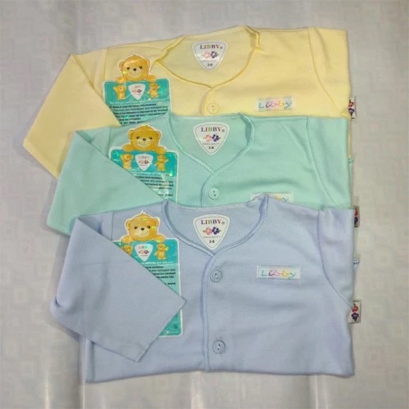 Libby Baby Baju Panjang Polos Warna 3pcs Piyama Bayi