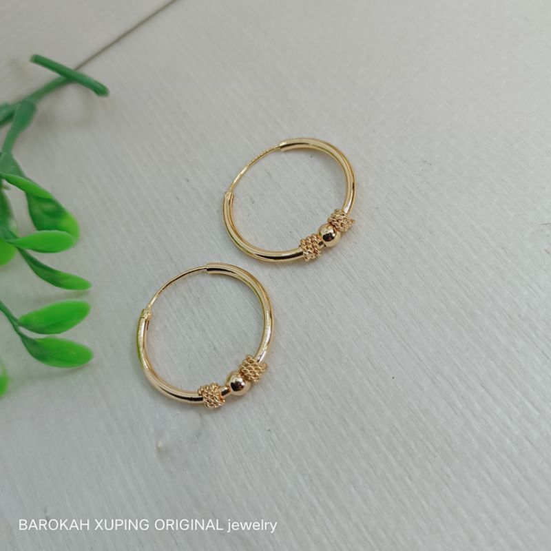 anting gipsi+anting bulat+anting dewasa/perhiasan lapis emas