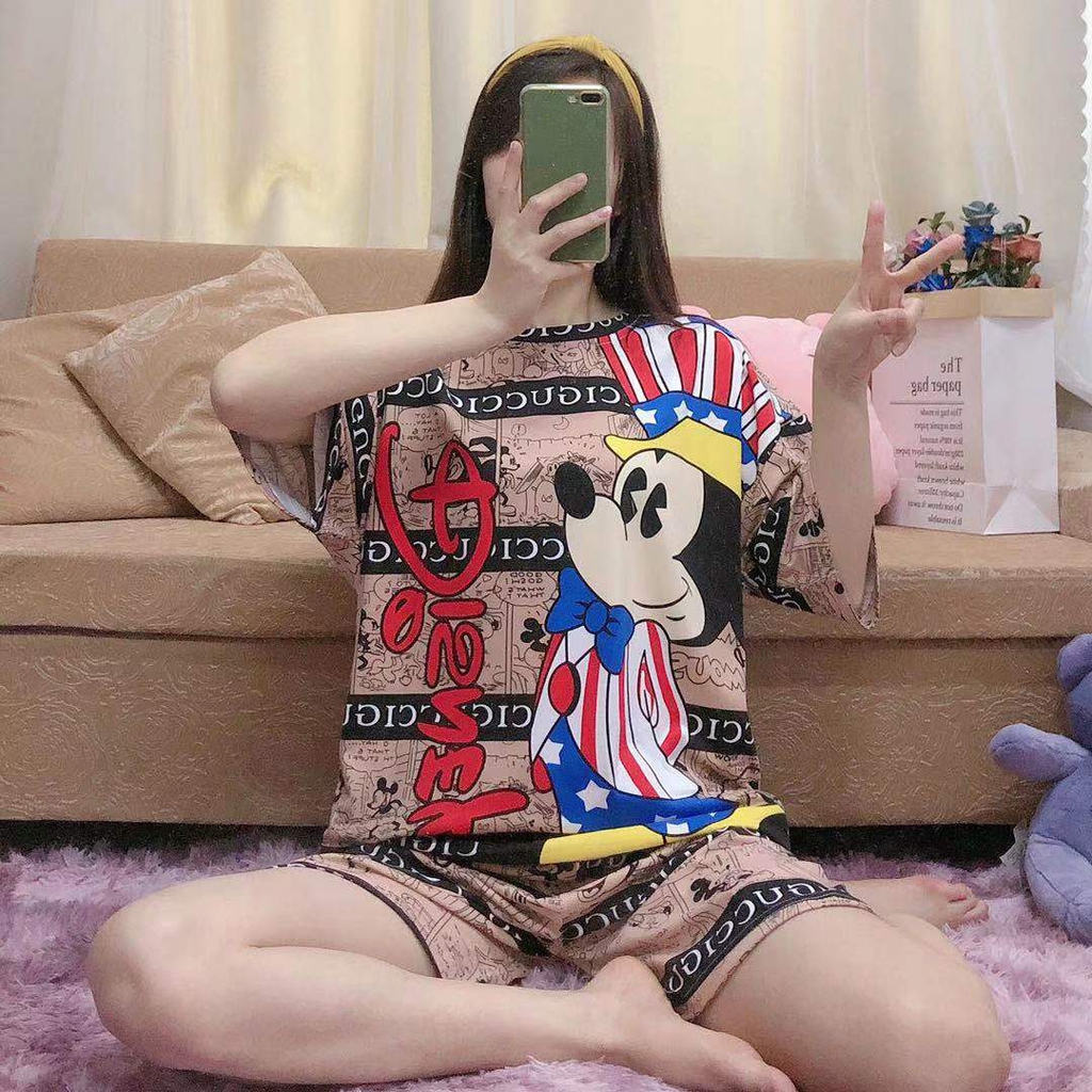 CP &amp; HP OVERSIZE /Piyama /Baju Tidur Dewasa CP &amp; HP /Bahan SPANDEK Import motif MICKEY