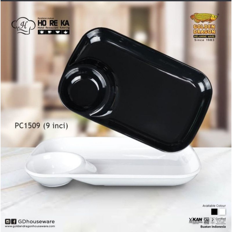 Piring Sekat Melamine Rounded 9 Inci HOREKA Golden Dragon PC1509