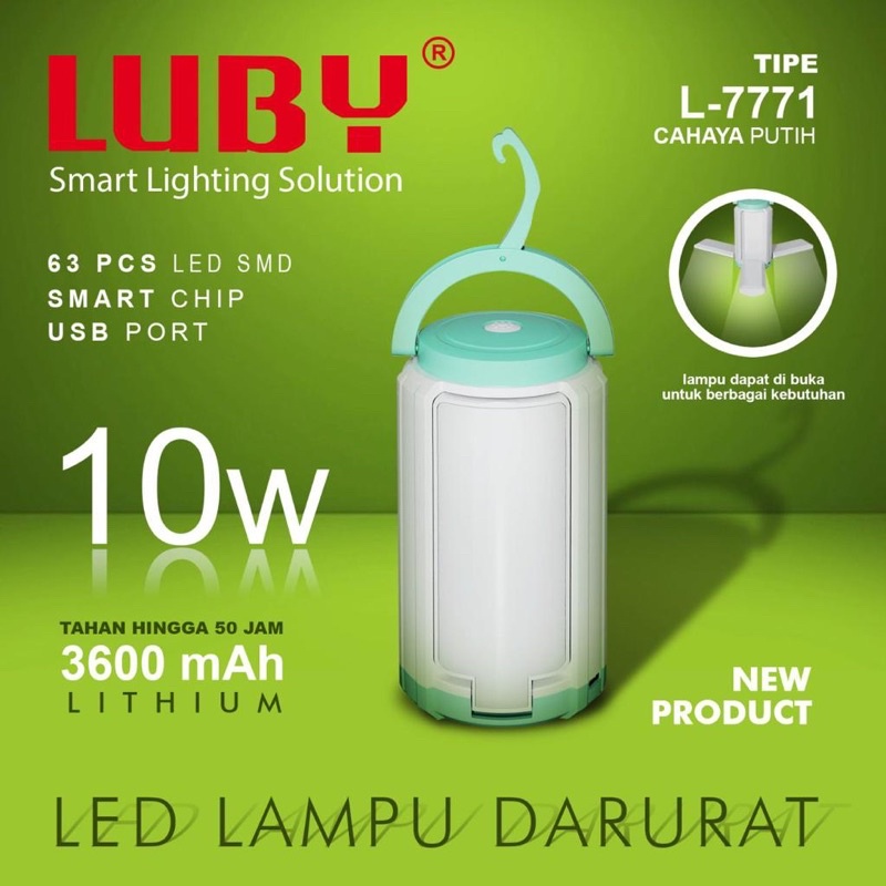 Lampu Emergency LUBY L-7771 Senter LED Lampu Darurat 3 Sisi