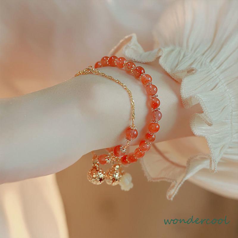 Niche desain pacar gaya country gold bell pendant gelang gelang hadiah khusus-Won