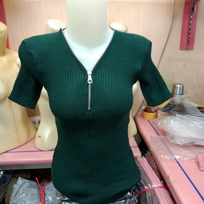 Blouse V Sleting Crop top rajut wanita/Baju wanita crop top leher v