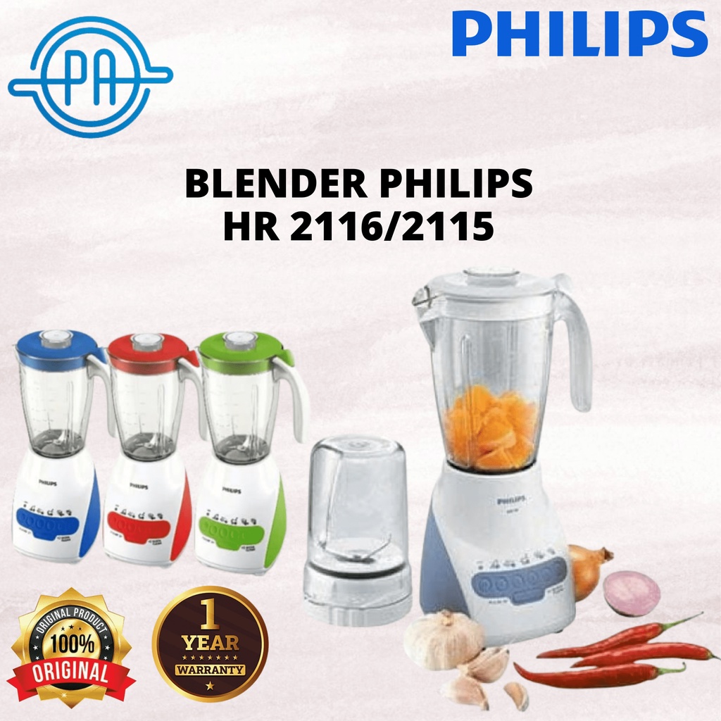 BLENDER PHILIPS HR 2116 / HR2116 / HR 2115 [KACA DAN PLASTIK/ 2 LITER] GARANSI RESMI