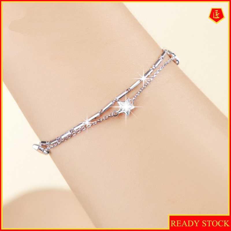 [Ready Stock]Women's Fashion Sweet Five-Pointed Star Silver Bracelet