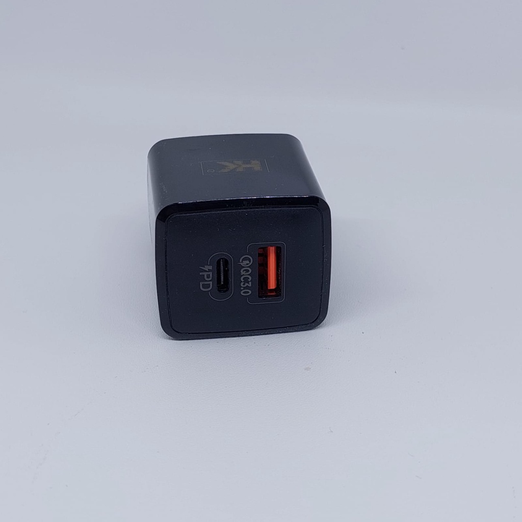 Adapter Charger HK PD27 USB &amp; Type C PD Quick Charger 20W - Hitam ORIGINAL HK