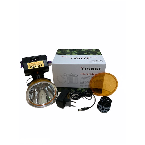 Kiseki Senter Kepala Jumbo LED Super Terang Lithium LED CK 938+ 100 Watt LAMPU PUTIH