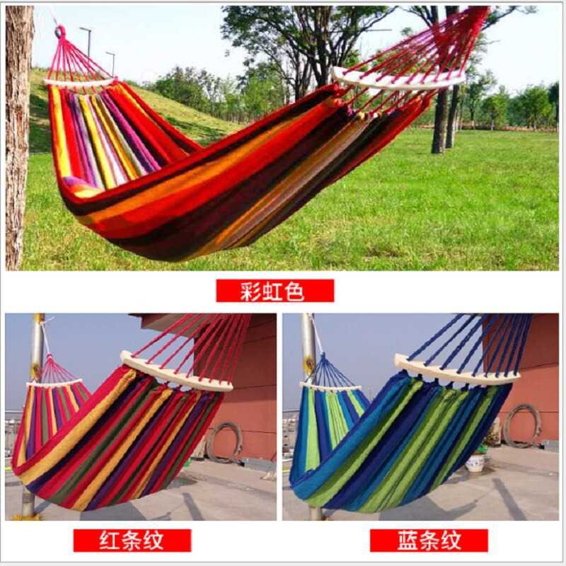 Hammock Tempat Tidur Gantung Canvas Anti Rollover Ayunan Folding Outdoor Hamock Portable Touring Camping Jelajah Alam