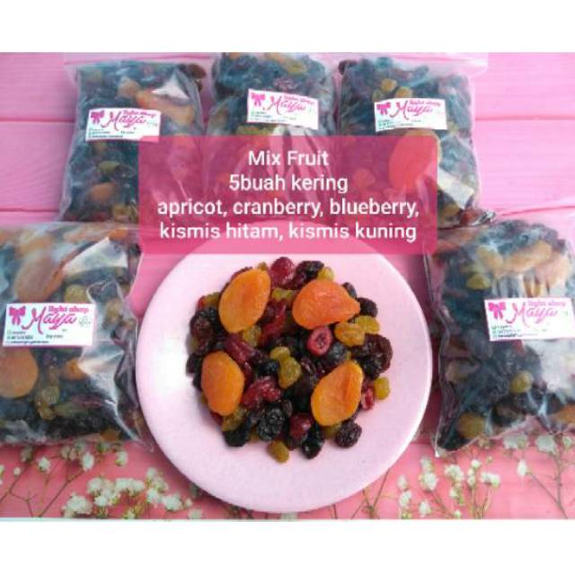 mix fruit dry fruit 200gr buah kering manisan buah kue cemilan sehat diet kismis apricot berry super food mix almond