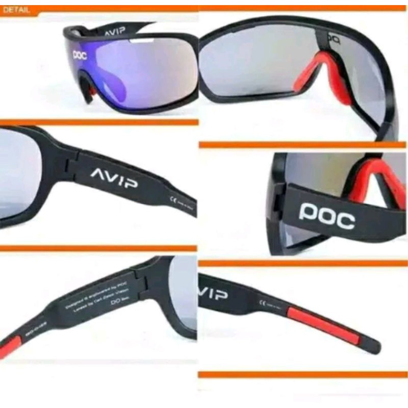 POC Kacamata Sepeda Polarized Sunglasses UV400 Dengan 5 Lensa