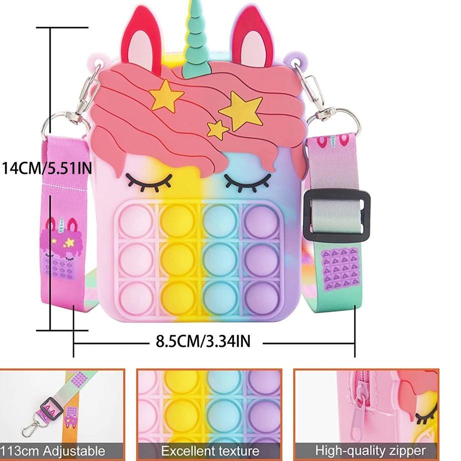 ♫ Tas Selempang Anak Pop It Unicorn IMPORT Kekinian Tik tok Fashion ❋