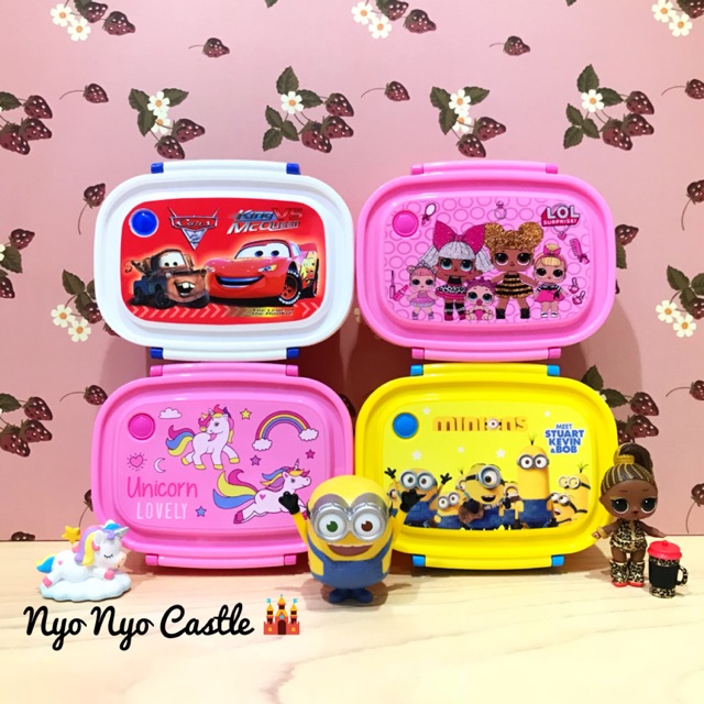 Set Lunch Box & Botol Minum Anak + Tas Bekal Kain LOL Surprise Unicorn Minion Cars Mcqueen