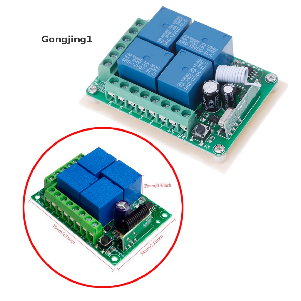 Gongjing1 Switch Relay Rf Wireless 4ch Dc 12v 10a