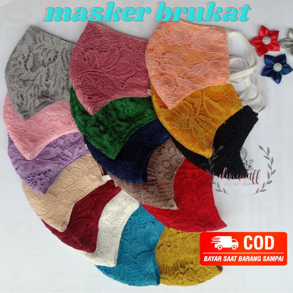 masker earlop karet, masker mewah, masker pesta, masker brokat