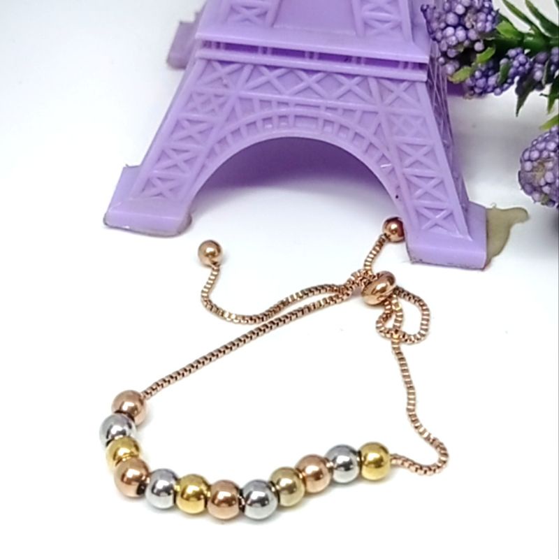 fashion korea Gelang serut titanium rose gold wanita