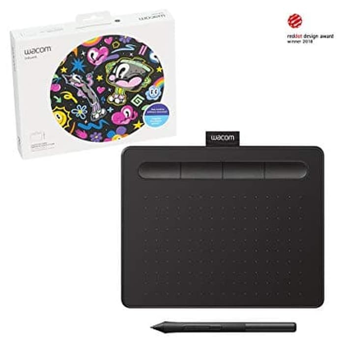 Wacom Intuos Draw Small White (Ctl490/W0-White) Free Softcase Wacom - Hitam