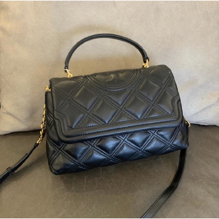 Tory Burch Soft Fleming Top Handle Satchel Black Original 100% TB