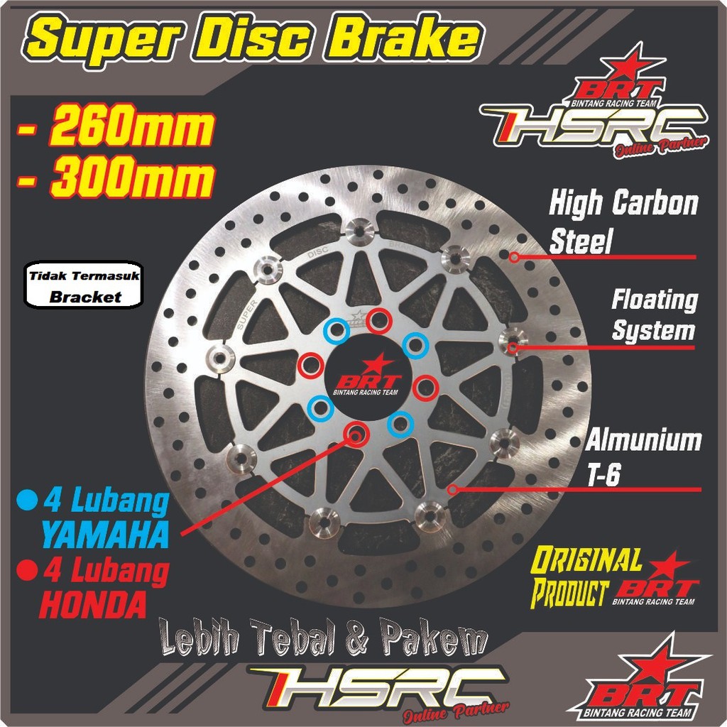Disc Brake Brt Racing Piringan Rem Cakram Depan 260 300 Mm Yamaha Jupiter Z Fizr Mx Rx King Matic