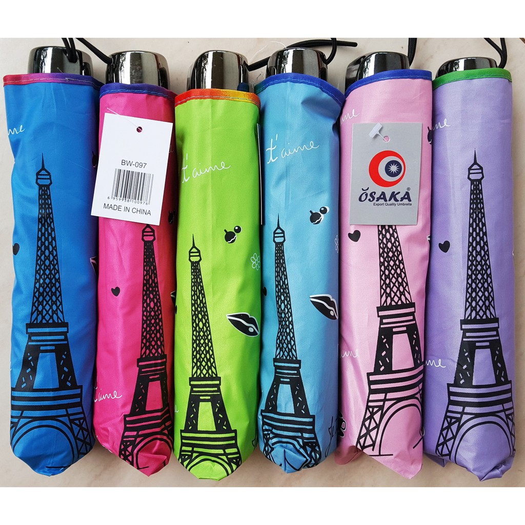 Payung Lipat 4 Fancy Karakter Paris Eiffel Je T'Aime ANTI UV merk Osaka - BW-097